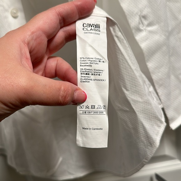 Cavalli Class Mens White Slim Fit Dress Shirt 18 NEW NWT - Picture 7 of 7